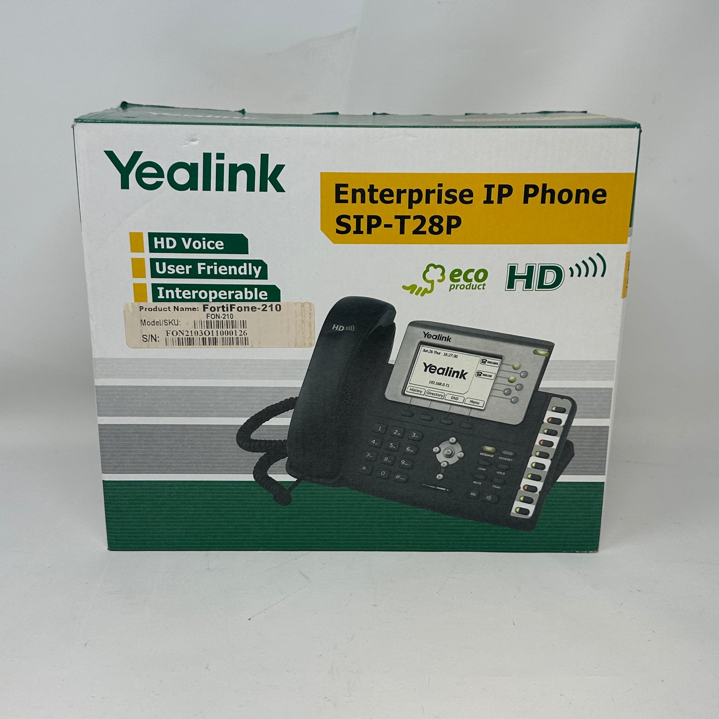 New Yealink FortiFone-210 Executive IP Phone W/POE YEA-SIP-T28P