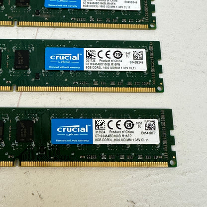 Lots Of 4 Crucial 32GB (4x8GB) RAM DDR3 1600MHz CT102464BD160B M16FN