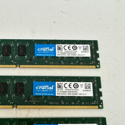 Lots Of 4 Crucial 32GB (4x8GB) RAM DDR3 1600MHz CT102464BD160B M16FN