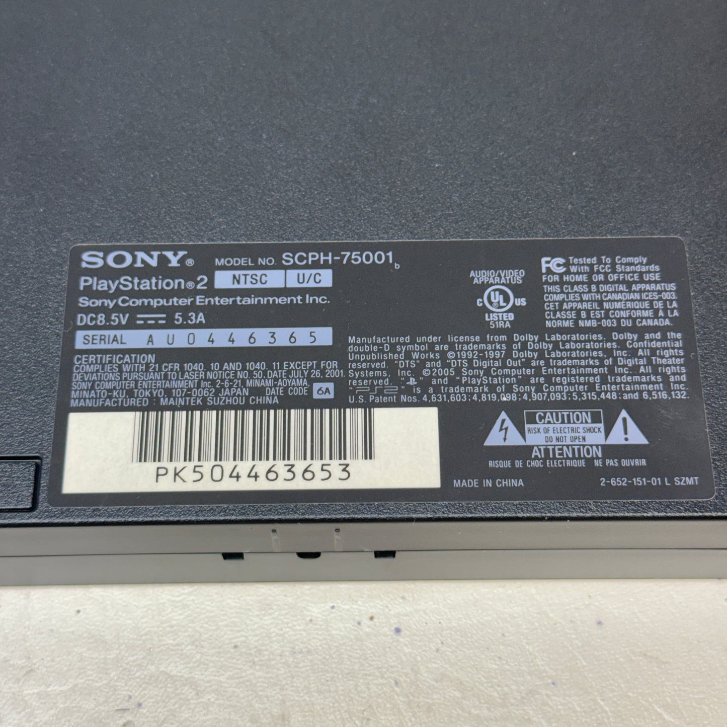 Sony PlayStation 2 Slim PS2 Black Console Gaming System SCPH-75001