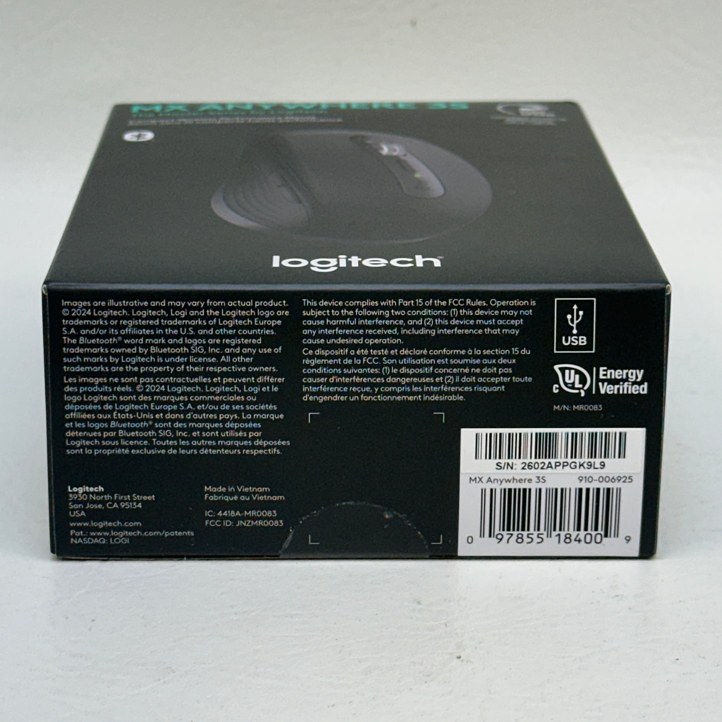 New Logitech MX Anywhere 3S 910-006925 Wireless Mouse Black