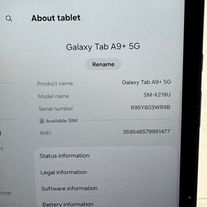 Factory Unlocked Samsung Galaxy Tab A9 Plus 11.0" 64GB Black SM-X218U