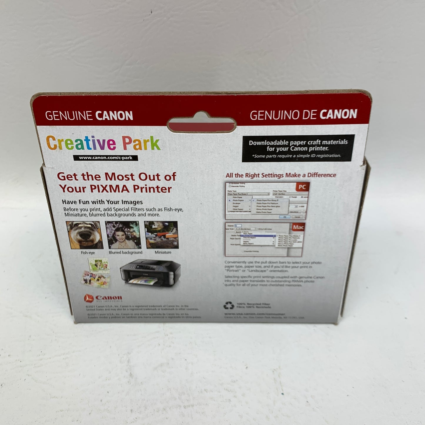 New Canon CLI-226 Genuine Ink Combo Pack 4-Color BK/C/M/Y & 50 Sheets Photo Paper