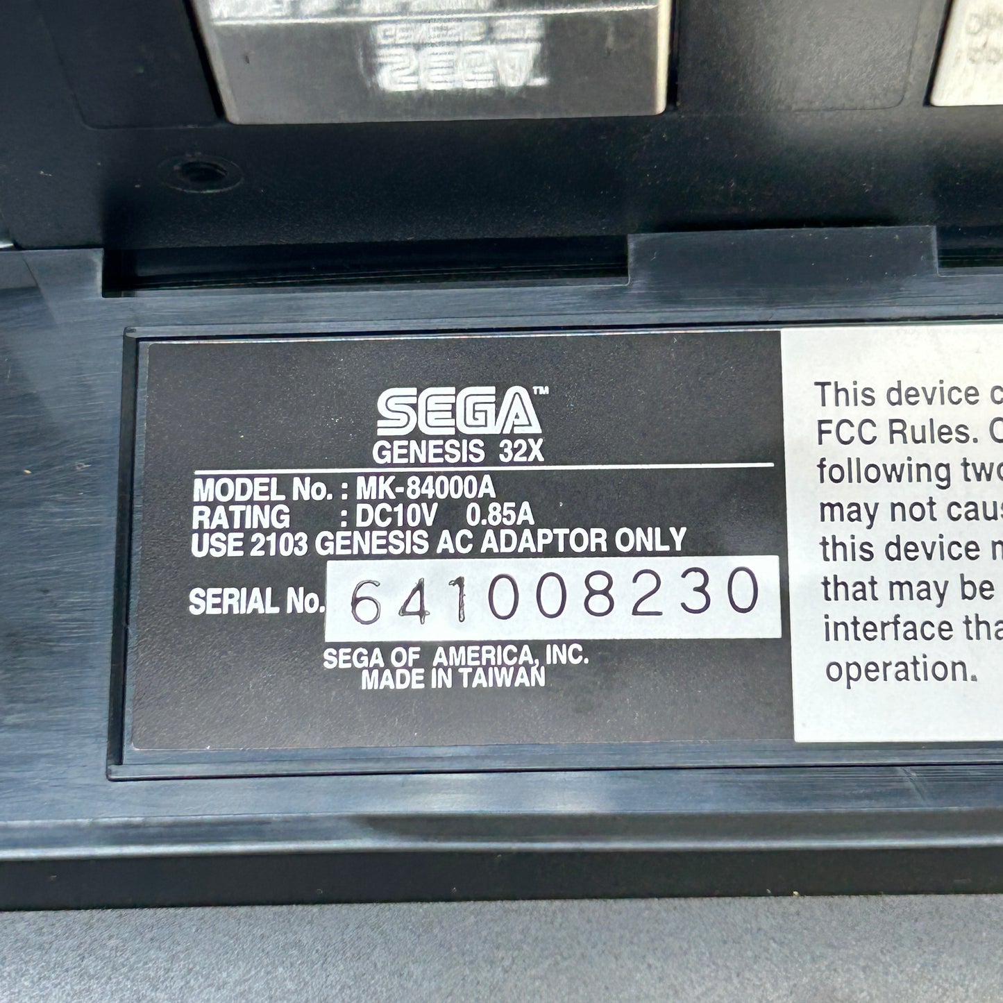 Sega Genesis 32X Console Add On With Cables & Brackets Black MK-84000A
