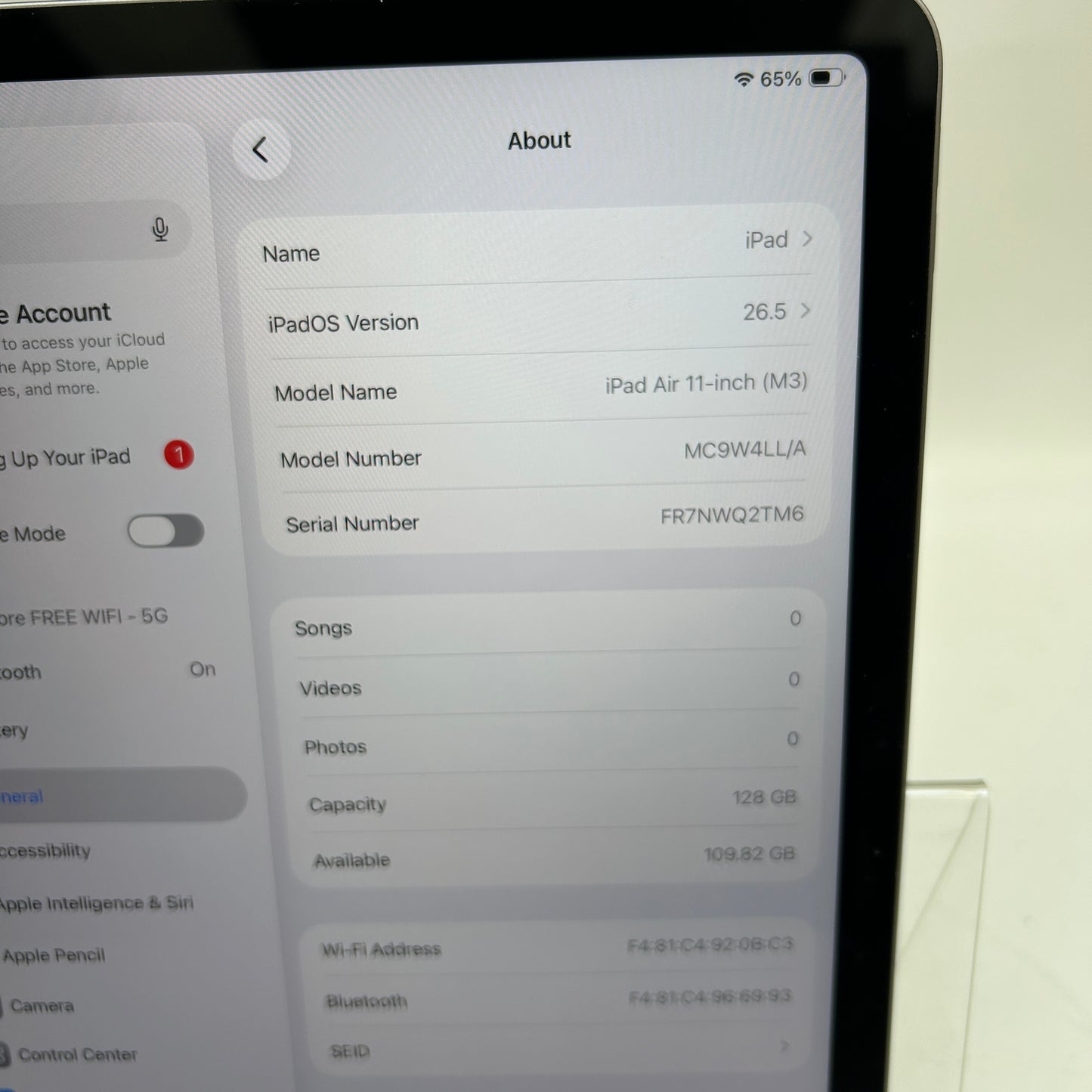 WiFi Only Apple iPad Air 11" M3 128GB Space Gray MC9W4LL/A