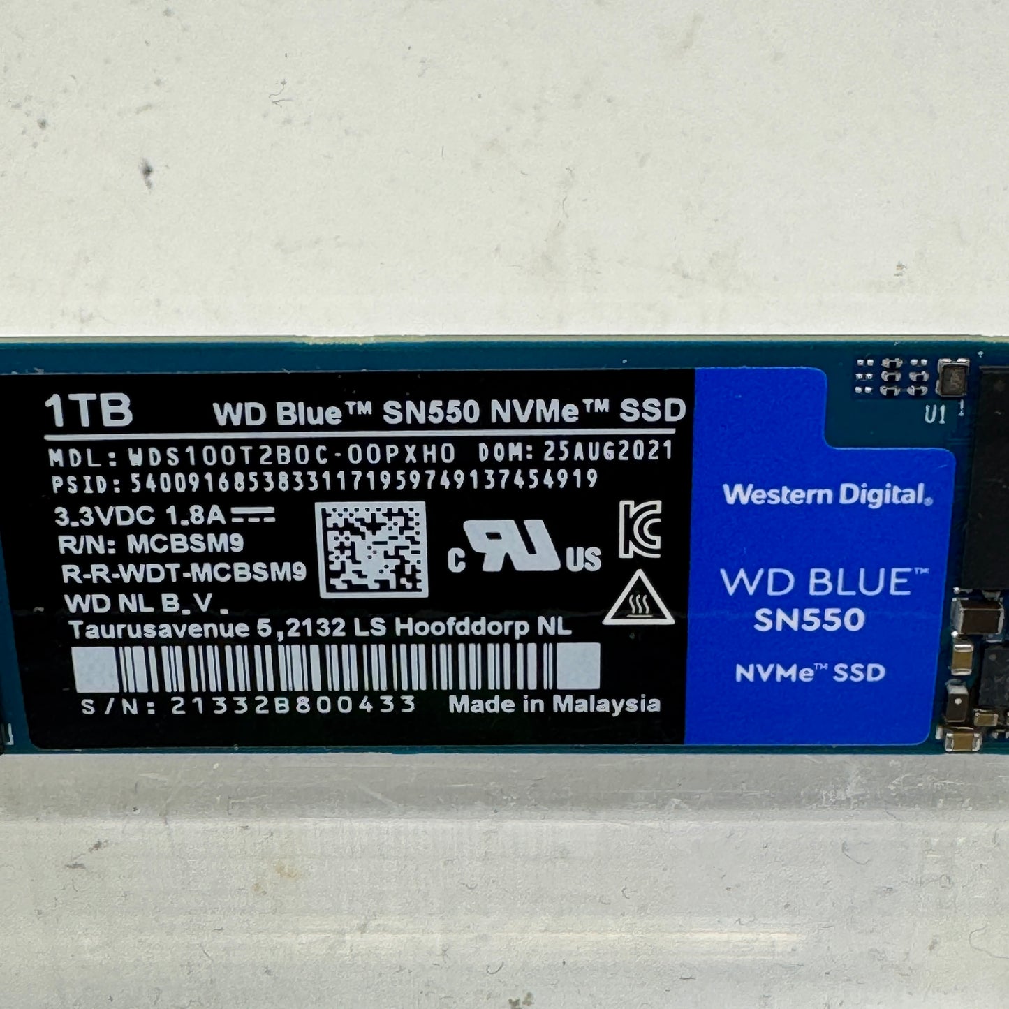 WD Blue SN550 1TB NVMe M.2 2280 PCIe Gen3 x4 Internal SSD WDS100T2B0C