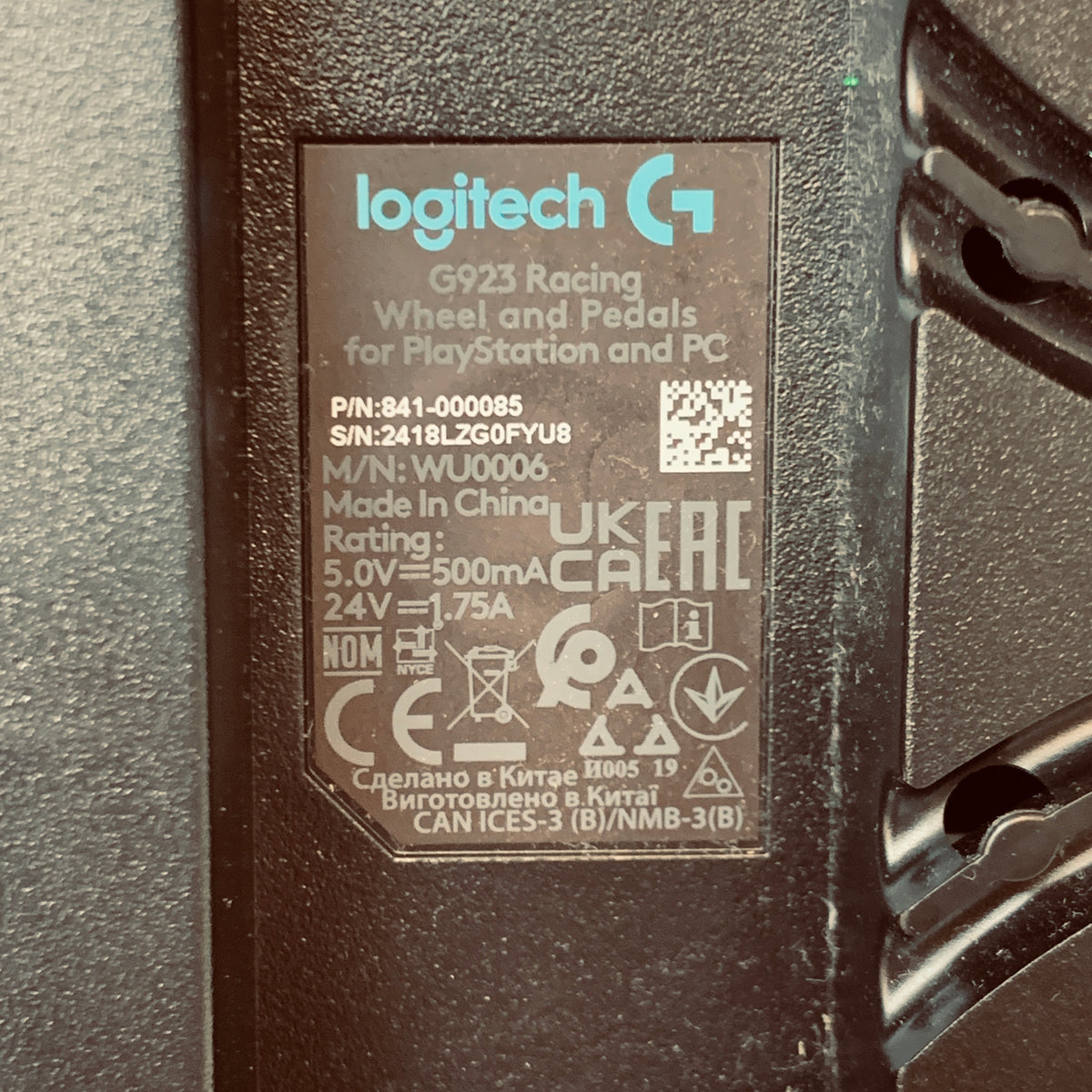 Logitech G923 Racing Wheel WU0006 TrueForce Black