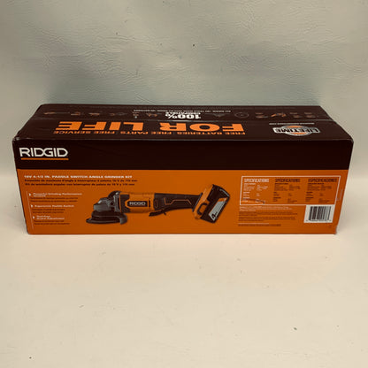 New Ridgid R860451K 18V Cordless 4-1/2 in Paddle Switch Angle Grinder Kit 