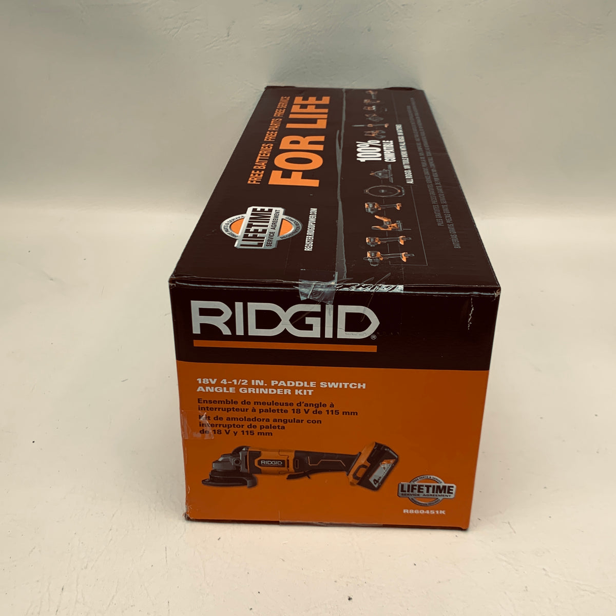 New Ridgid R860451K 18V Cordless 4-1/2 in Paddle Switch Angle Grinder Kit 