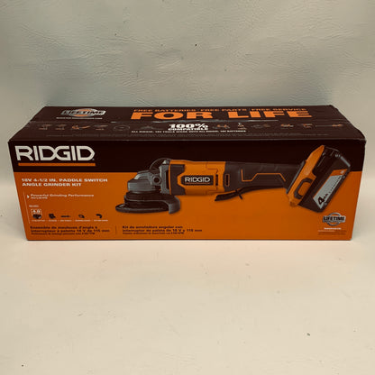 New Ridgid R860451K 18V Cordless 4-1/2 in Paddle Switch Angle Grinder Kit 
