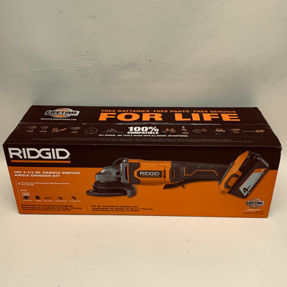 New Ridgid R860451K 18V Cordless 4-1/2 in Paddle Switch Angle Grinder Kit 