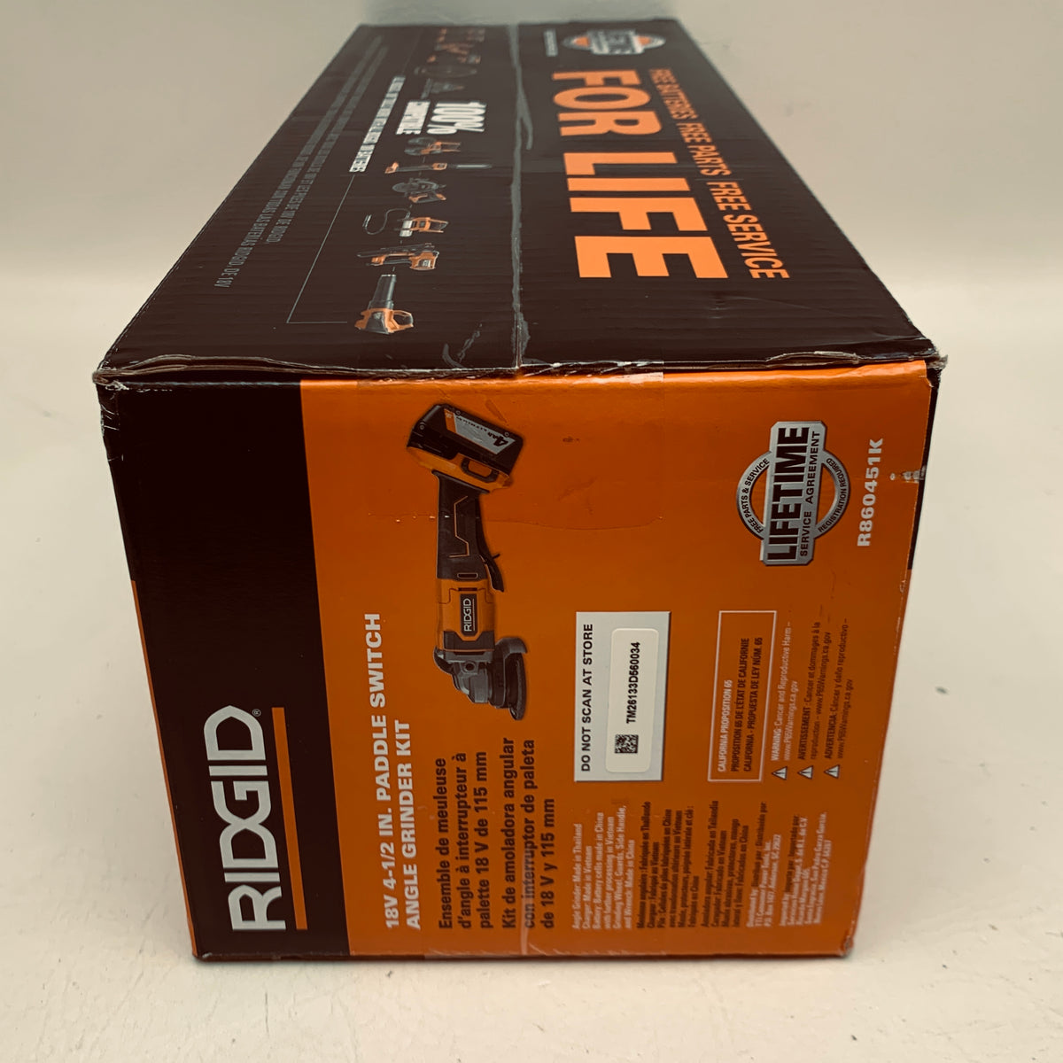 New Ridgid R860451K 18V Cordless 4-1/2 in Paddle Switch Angle Grinder Kit 