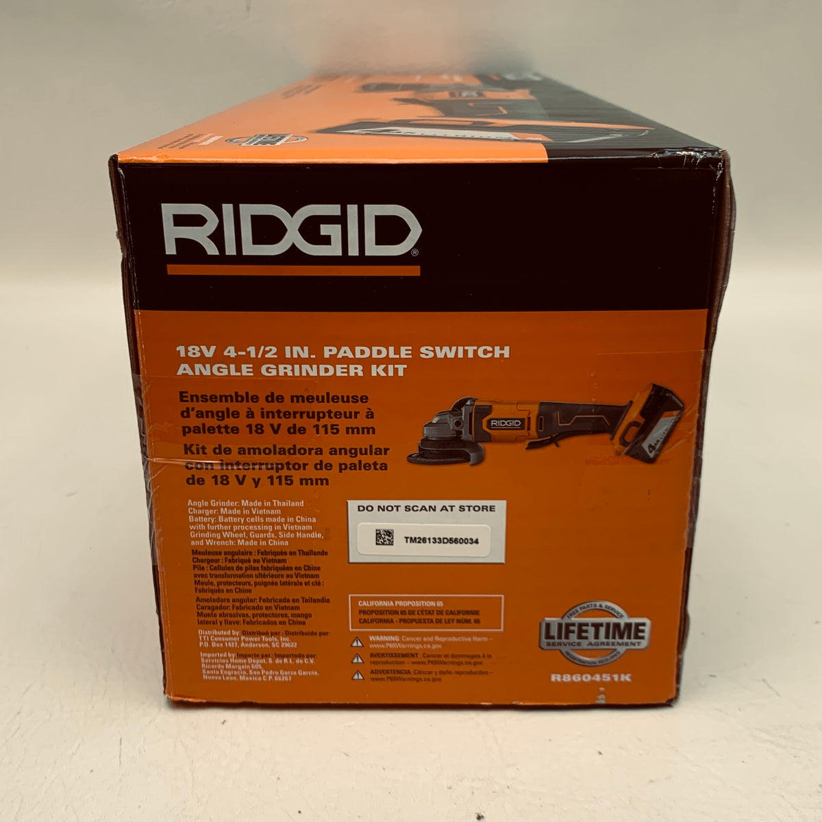 New Ridgid R860451K 18V Cordless 4-1/2 in Paddle Switch Angle Grinder Kit 