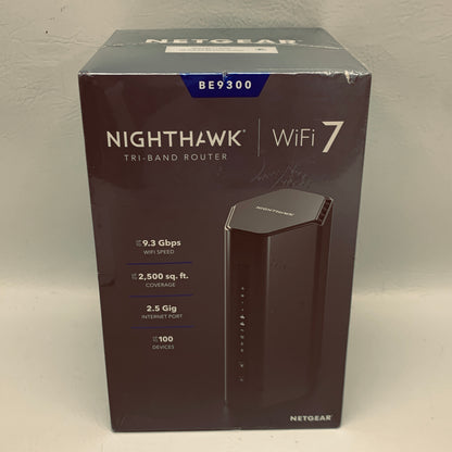 New NETGEAR Nighthawk BE9300 WiFi 7 Tri-Band Router BE9300-1AZPAS Black