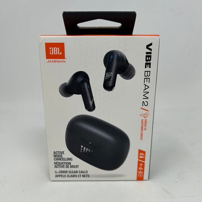 New JBL Vibe Beam 2 Wireless Bluetooth Earbuds Black JBLVBEAM2BLKAM