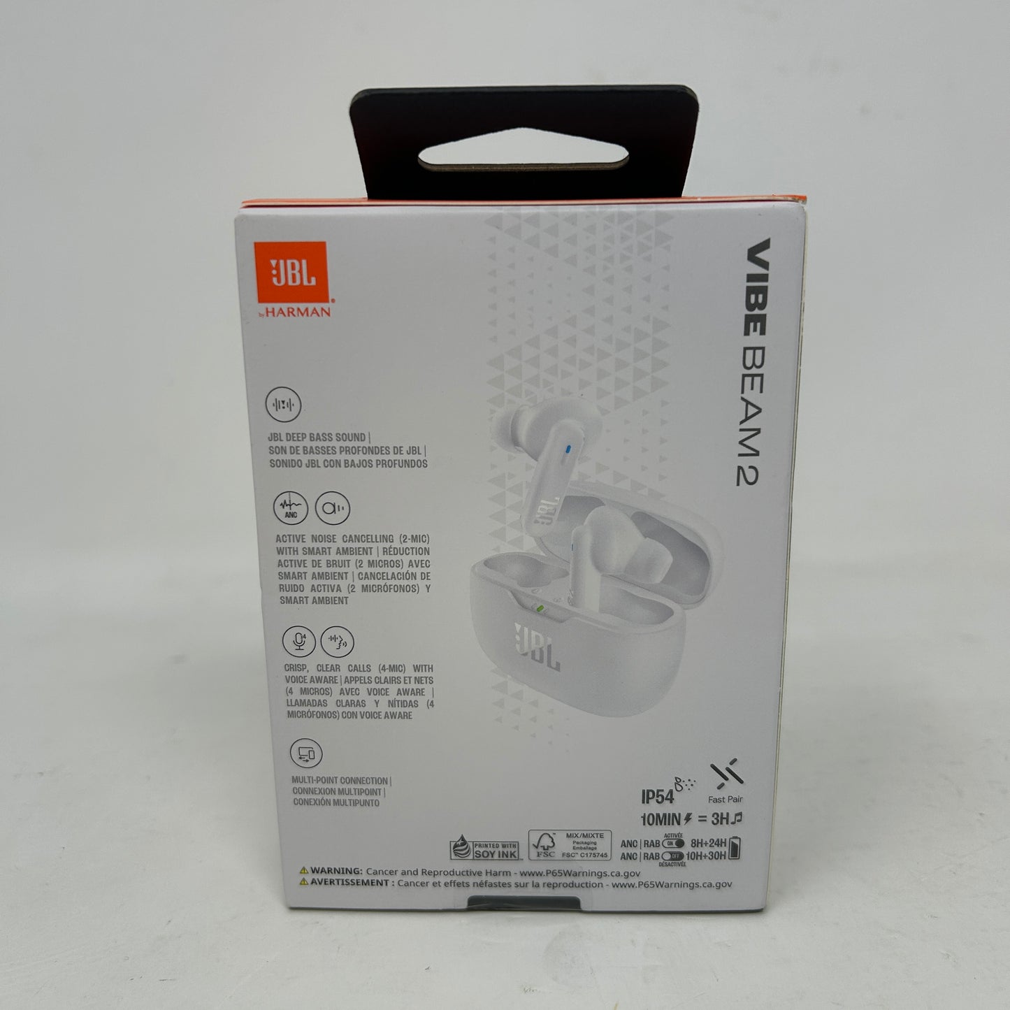 New JBL Vibe Beam 2 Wireless Noise Cancelling Earbuds White JBLVBEAM2WHTAM