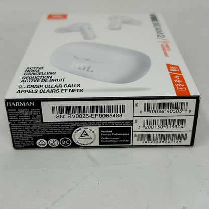 New JBL Vibe Beam 2 Wireless Noise Cancelling Earbuds White JBLVBEAM2WHTAM