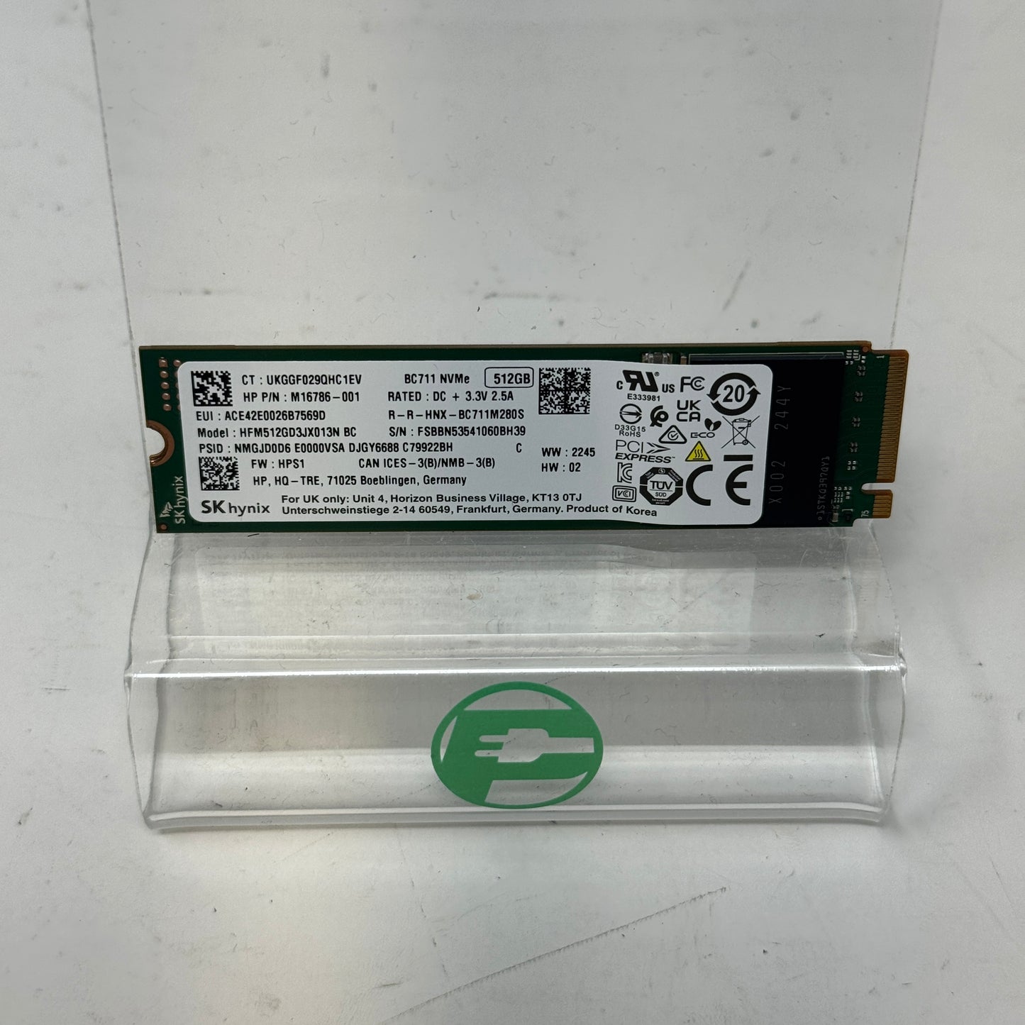 SK Hynix BC711 512GB NVMe M.2 2230 SSD HP P/N M16786-001 HFM512GD3JX013N PCIe