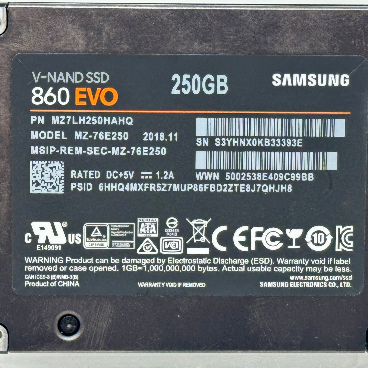 Samsung 2.5" 860 Evo 250GB SATA III 6Gbps SSD MZ-76E250