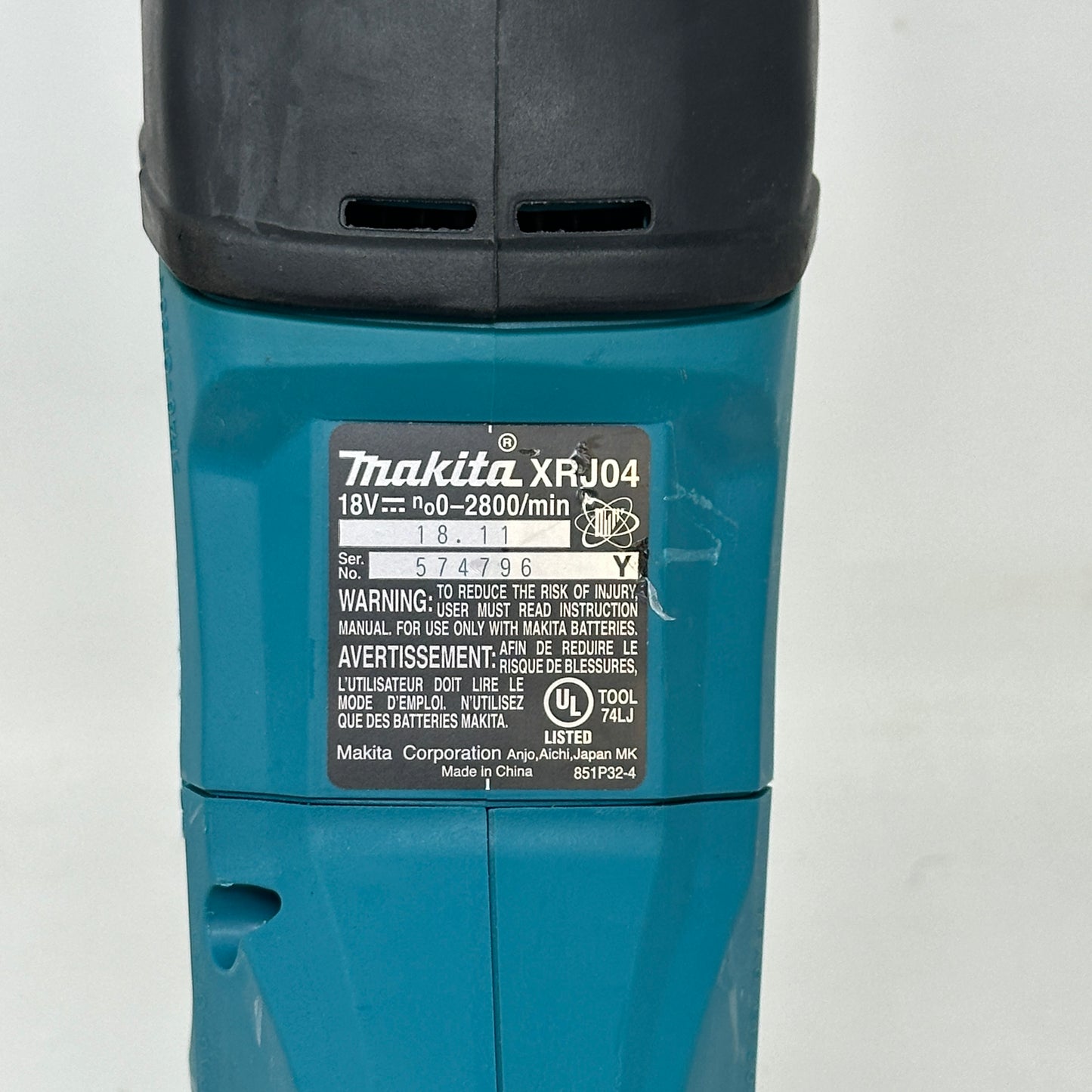 Makita SRJ04 851P32-4 18V Lithium-Ion Cordless Variable Speed Reciprocating Saw