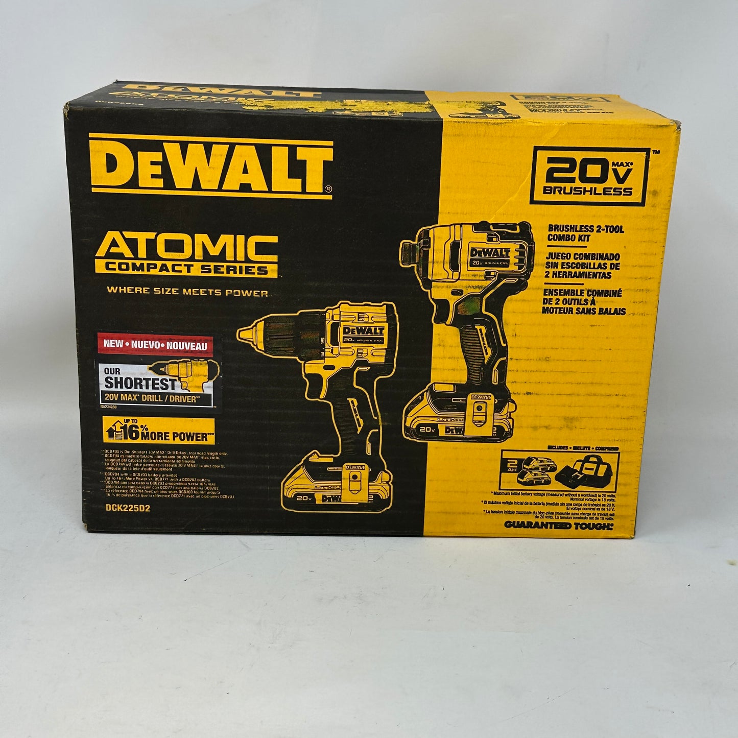 New DeWalt ATOMIC 20V Max Cordless 2-Tool Combo Kit Drill Impact DCK225D2