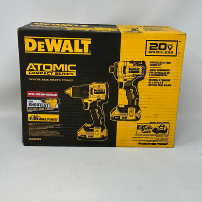 New DeWalt ATOMIC 20V Max Cordless 2-Tool Combo Kit Drill Impact DCK225D2