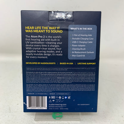 New Audien Atom Pro 2 Wireless Rechargeable Hearing Aids