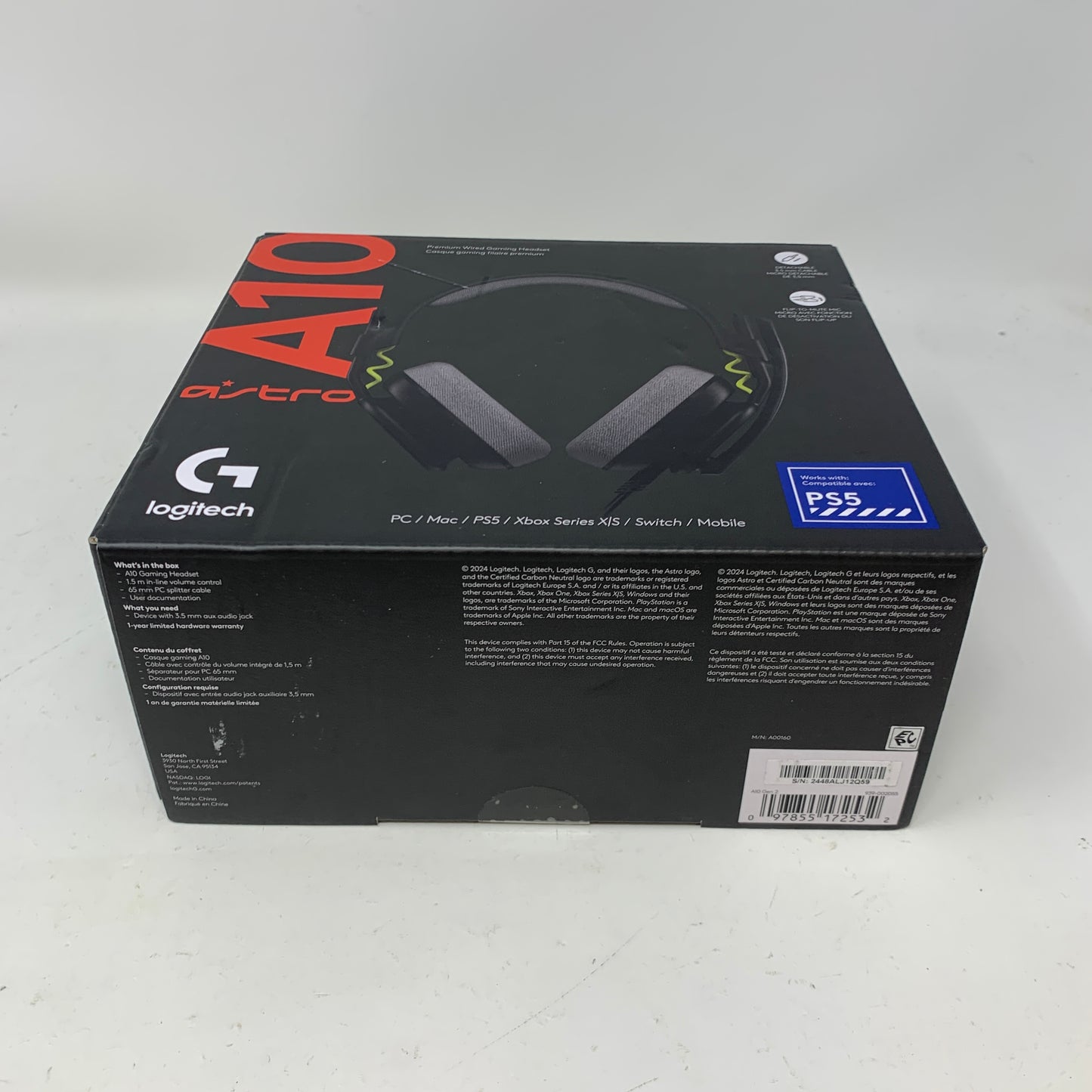 Astro A10 Gen2 Wired Over-Ear Gaming Headset For PS5 Black