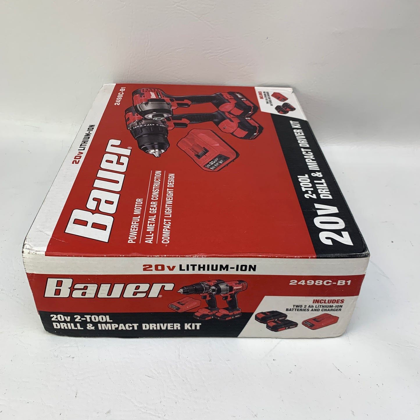 New Bauer 20V Cordless 2-Tool Combo Kit 1/2" Drill 1/4" Impact Driver 2498C-B1