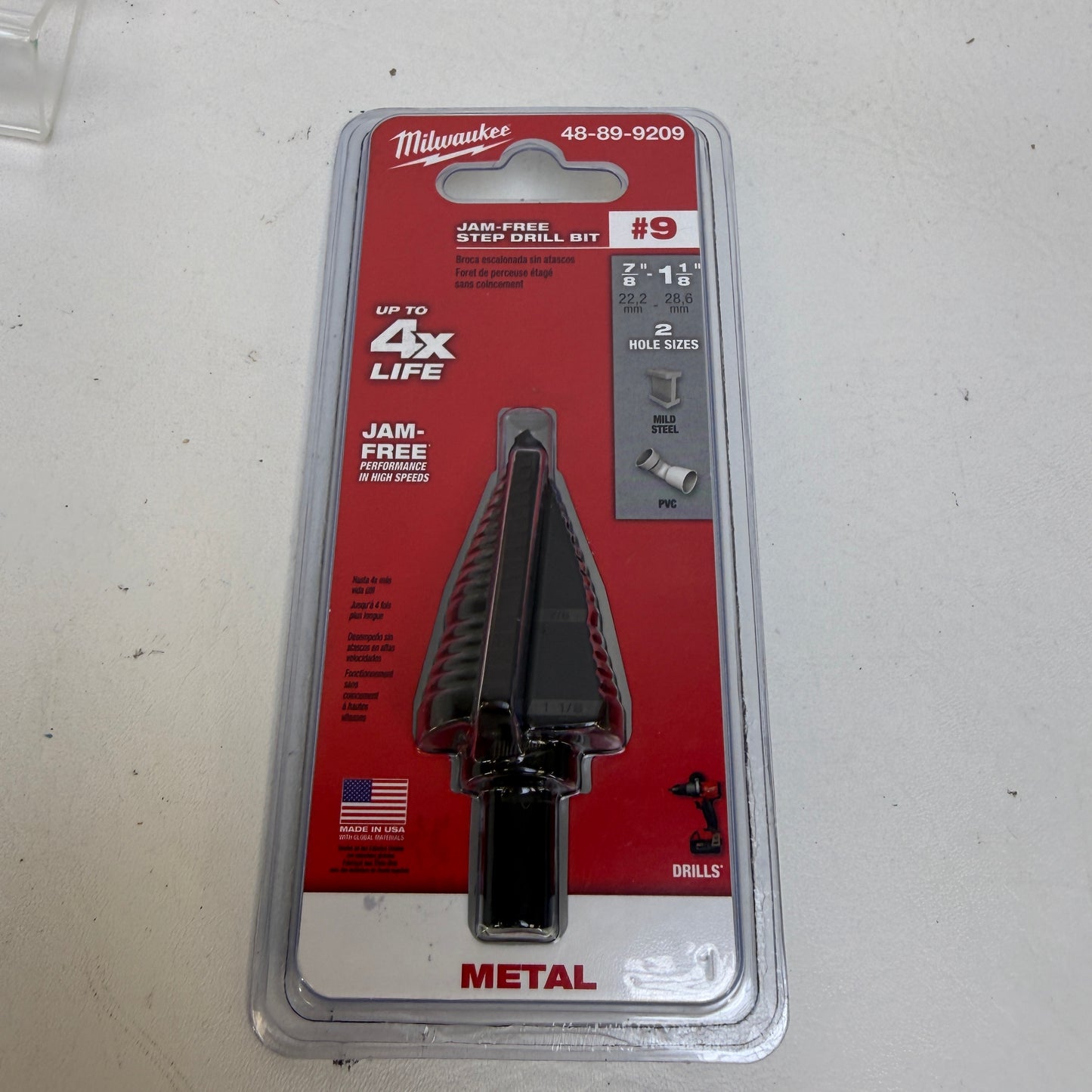 New Milwaukee 48-89-9209 Jam-Free Step Drill Bit