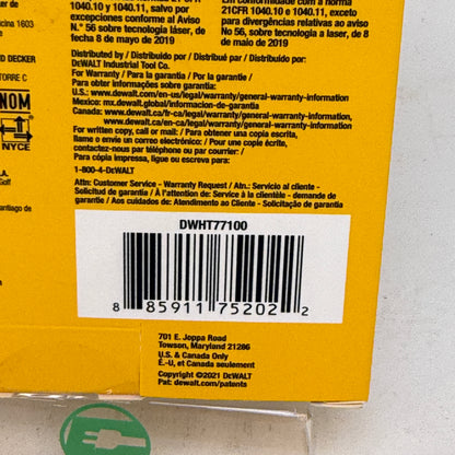 New DeWalt DWHT77100 100 ft. Laser Distance Measurer