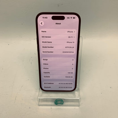 Factory Unlocked Apple iPhone 15 128GB Black MTPJ3LL/A