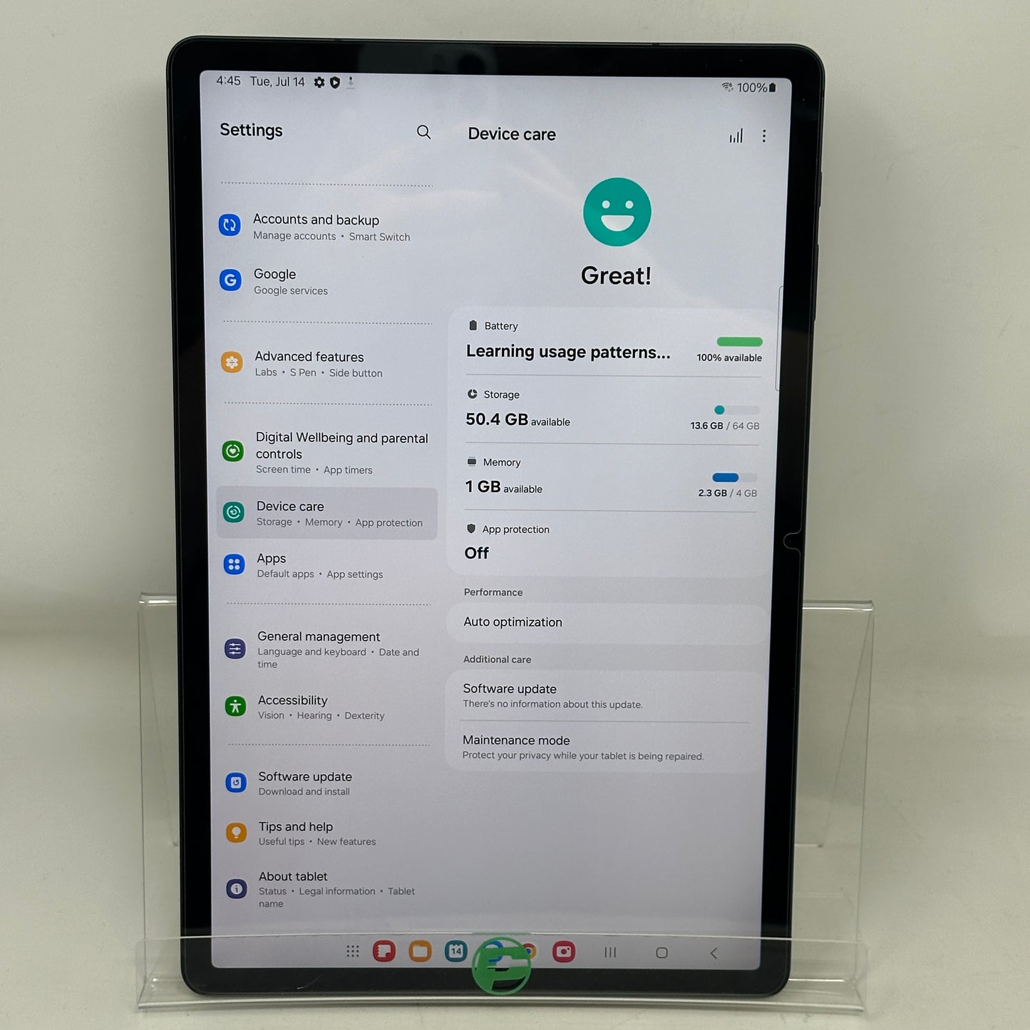 WiFi Only Samsung Galaxy Tab S7 FE 12.4" 64GB Black SM-T733