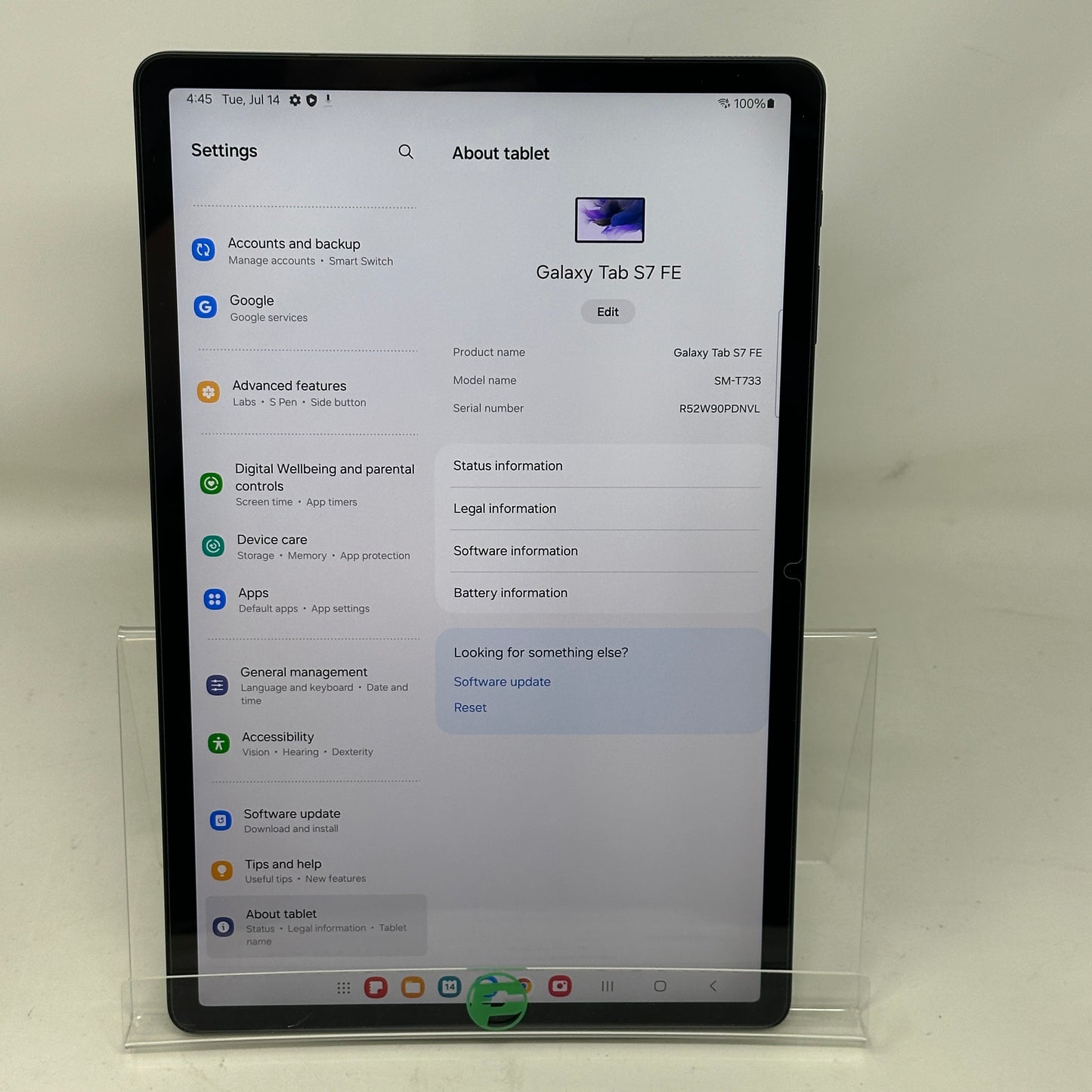 WiFi Only Samsung Galaxy Tab S7 FE 12.4" 64GB Black SM-T733