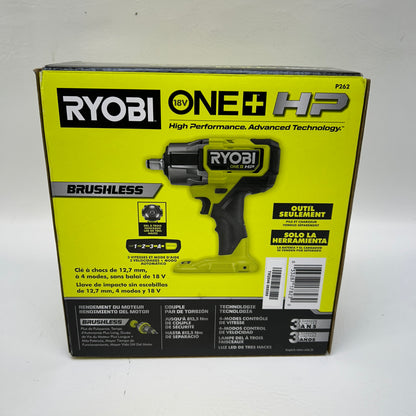New Ryobi P262 18V Brushless Cordless 4-Mode 1/2 in. Impact Wrench