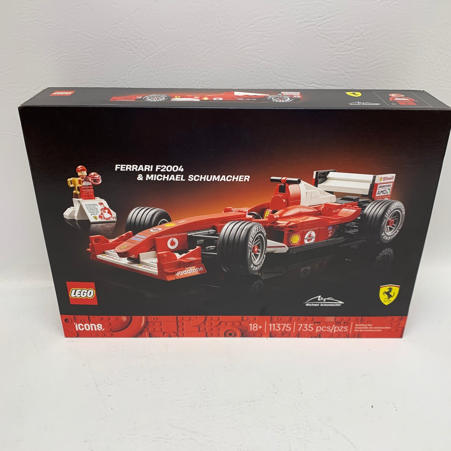 New LEGO Icons Ferrari F2004 & Michael Schumacher Building Set 11375