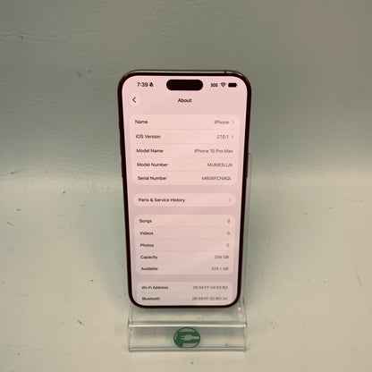 Factory Unlocked Apple iPhone 15 Pro Max 256GB Natural Titanium MU683LL/A