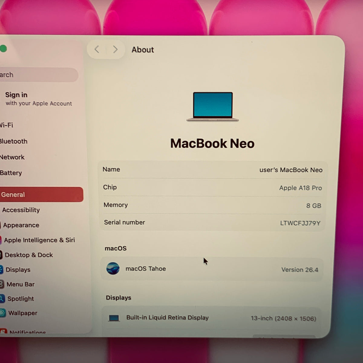 2026 Apple MacBook Neo 13" A18 Pro 5C GPU 4.0GHz 8GB RAM 512GB SSD MHFJ4LL/A