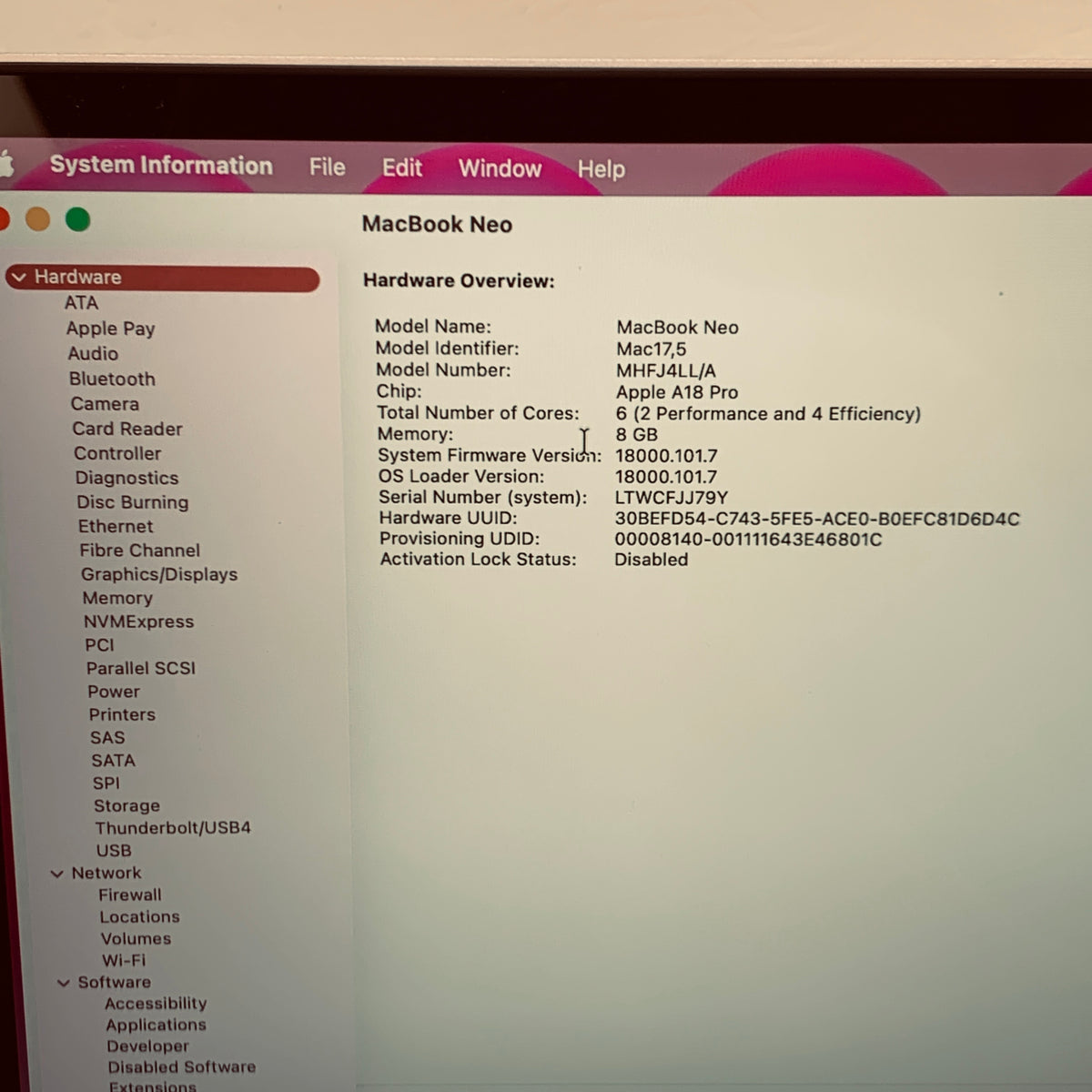 2026 Apple MacBook Neo 13" A18 Pro 5C GPU 4.0GHz 8GB RAM 512GB SSD MHFJ4LL/A