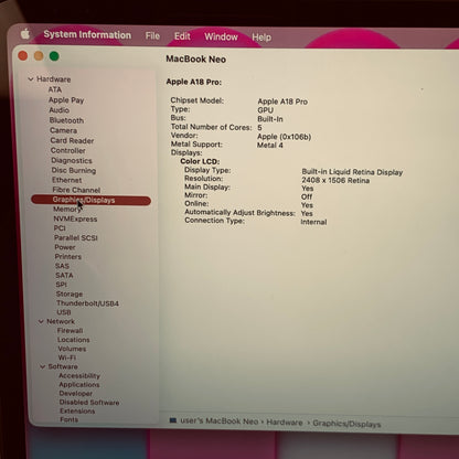 2026 Apple MacBook Neo 13" A18 Pro 5C GPU 4.0GHz 8GB RAM 512GB SSD MHFJ4LL/A