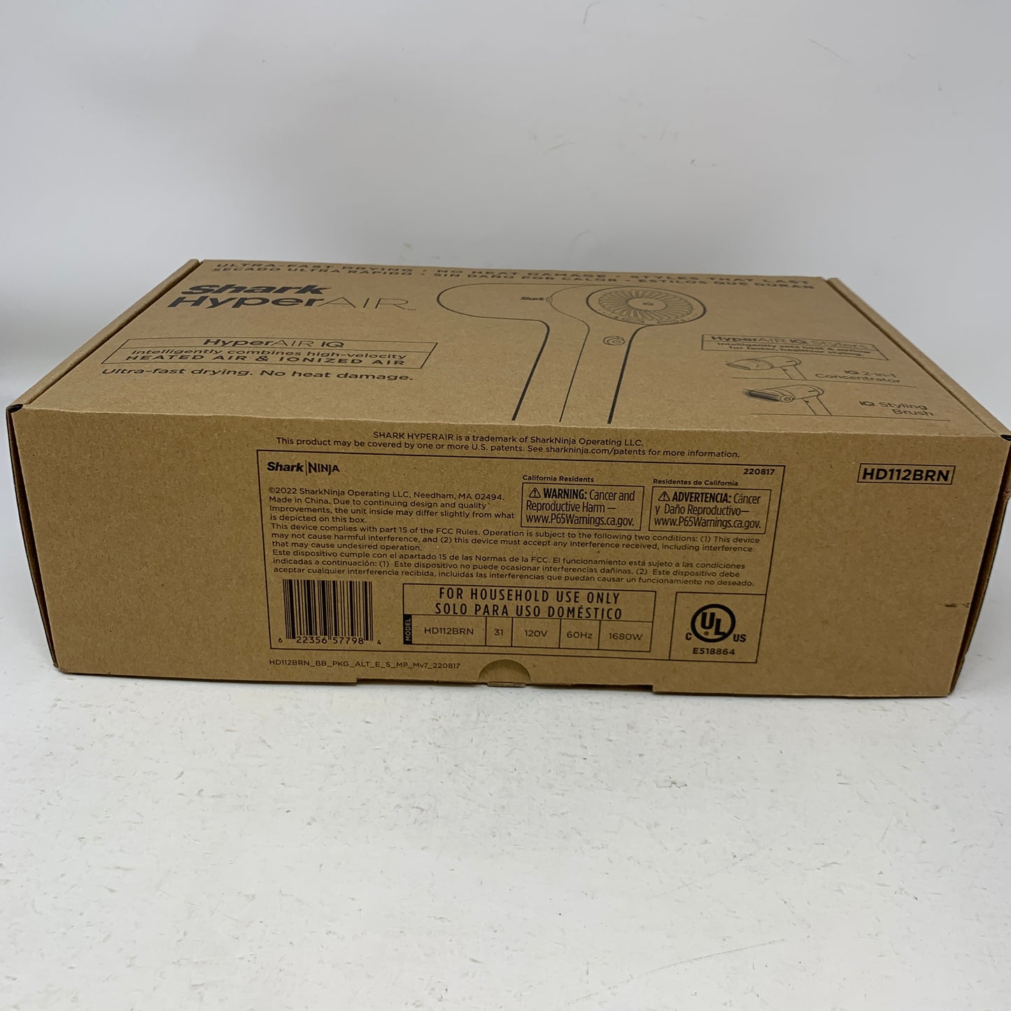 Shark HD112BRN HyperAir Hair Dryer with IQ 2-in-1 Concentrator & Styling Brush