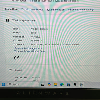 Alienware M15 R6-OL59QDT 15.6" i7-11800H 2.3GHz 8GB RAM 256GB SSD GeForce RTX