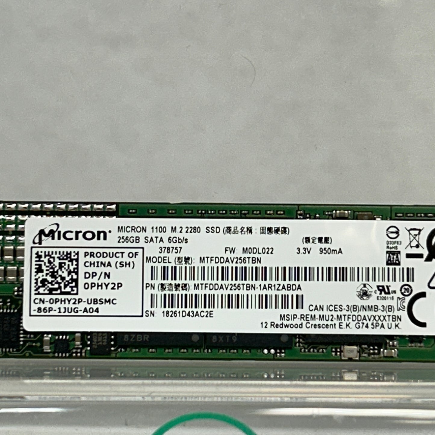 Micron 2280mm 1100 256GB SATA III 6Gbps SSD MTFDDAV256TBN