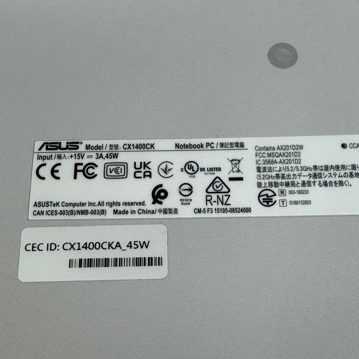 Asus Chromebook CX1400CK Celeron N4500 1.1GHz 4GB RAM 32GB eMMC