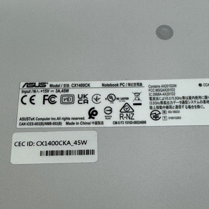 Asus Chromebook CX1400CK Celeron N4500 1.1GHz 4GB RAM 32GB eMMC