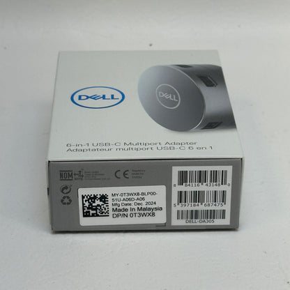 New Dell DA305 6MC1K 6-in-1 USB-C Multiport Adapter HDMI VGA Ethernet USB-C 