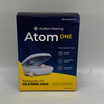 New Audien Atom ONE OTC Hearing Aids AT1RB004 Rechargeable