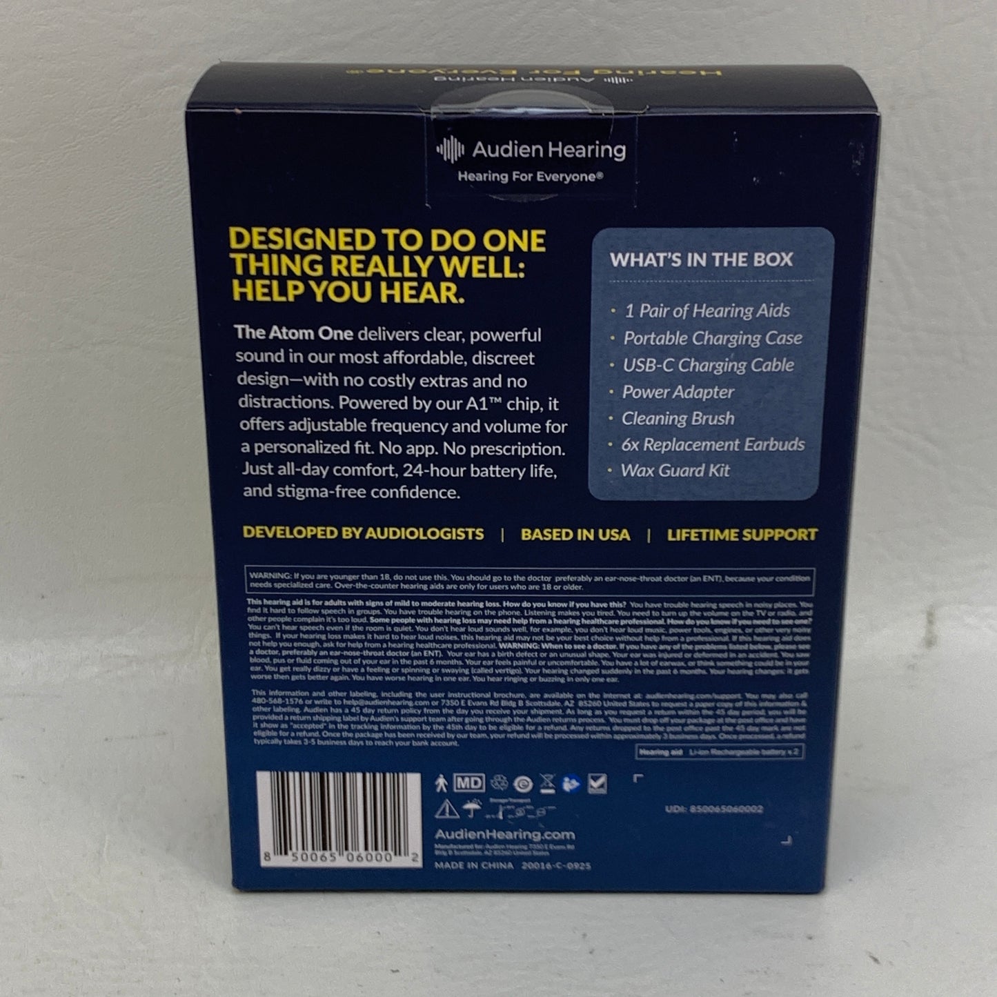 New Audien Atom ONE OTC Hearing Aids AT1RB004 Rechargeable