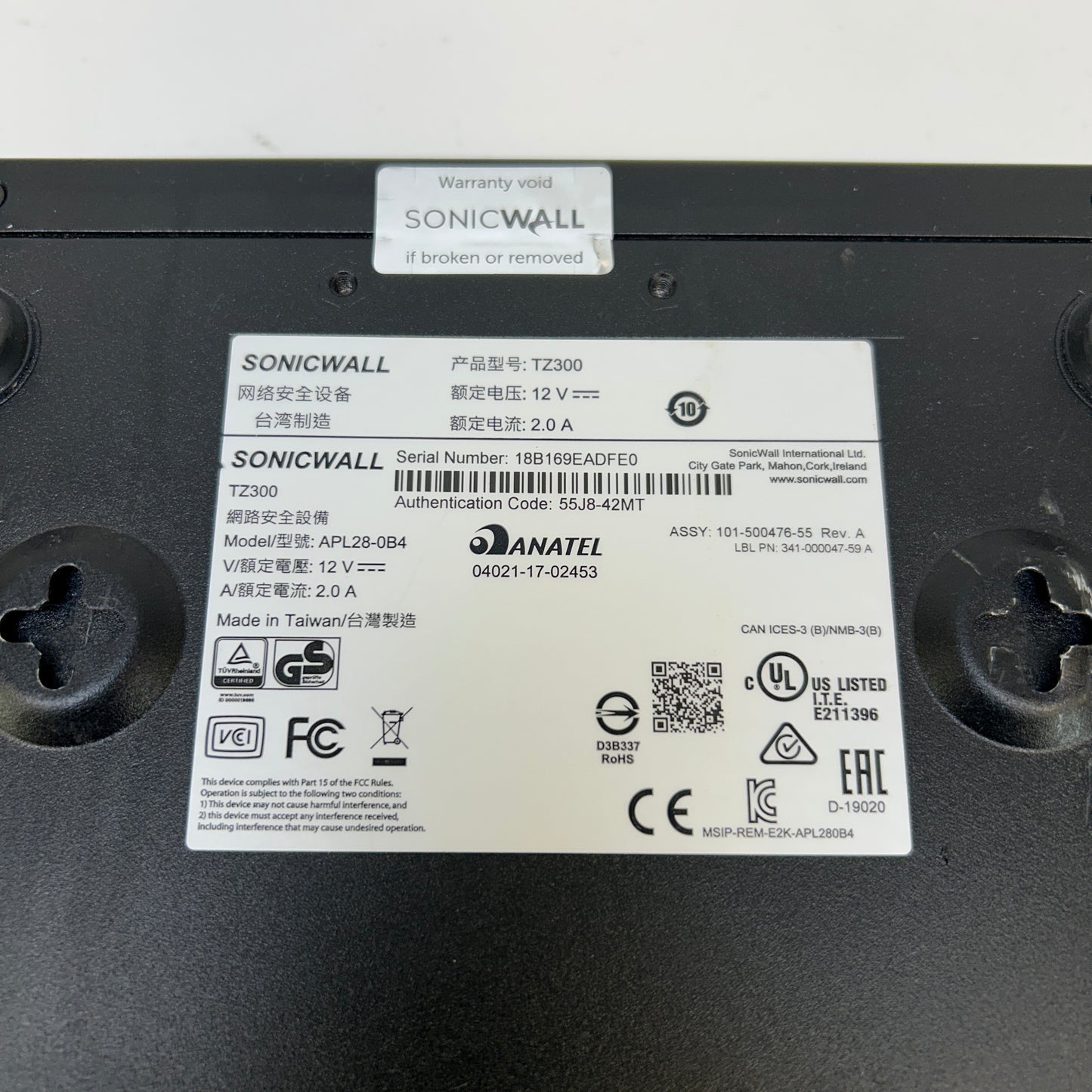 SonicWall TZ300 5-Port Network Security Firewall Appliance APL28-0B4