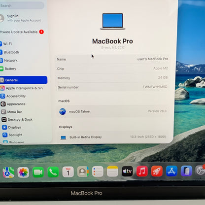 2022 Apple MacBook Pro 13.3" M2 10C GPU 3.5GHz 24GB RAM 1TB SSD MNEX3LL/A